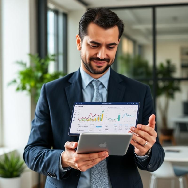 Business leader reviewing training return on investment figures